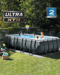 Rectangular Ultra XTR® Frame Above Ground Pool with Sand Filter Pump - 18' x 9' x 52"