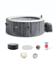 PureSpa Greywood Deluxe Round Bubble Spa Set - 4-Person