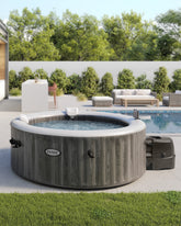 PureSpa Greywood Deluxe Round Bubble Spa Set - 4-Person