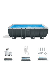 Rectangular Ultra XTR® Frame Above Ground Pool with Sand Filter Pump - 18' x 9' x 52"