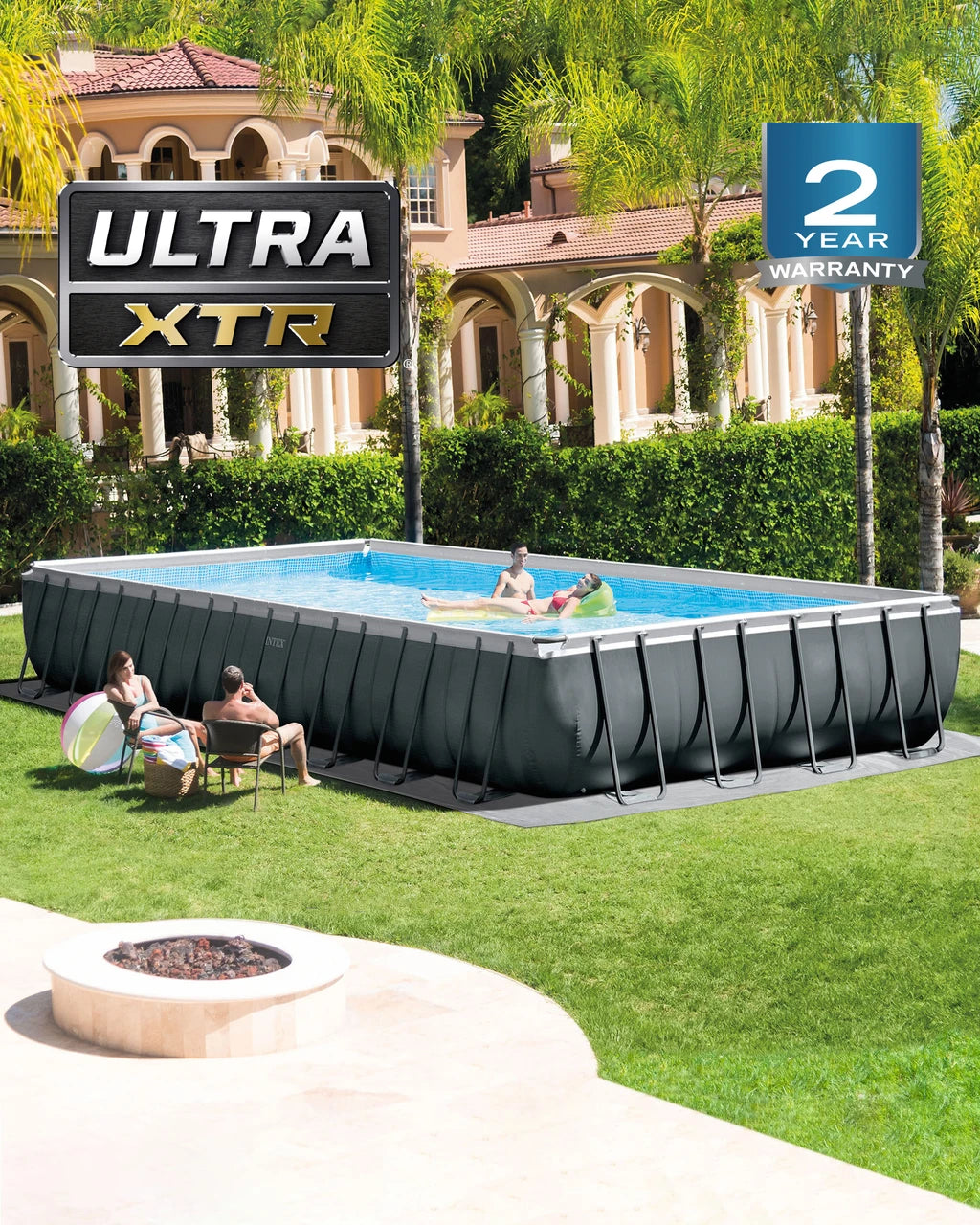 Rectangular Ultra XTR® Frame Above Ground Pool with Sand Filter Pump - 32' x 16' x 52"