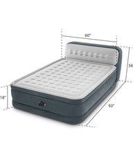 Dura-Beam® Deluxe Ultra Plush Headboard Air Mattress 18" Queen with Built-In Electric Pump