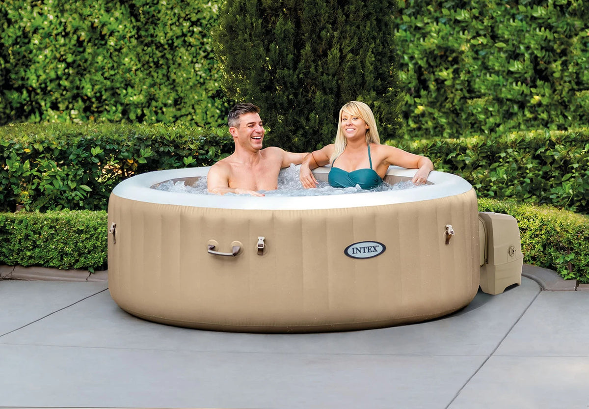 PureSpa™ Bubble Massage Inflatable Hot Tub with Energy Efficient Cover - 4 Person