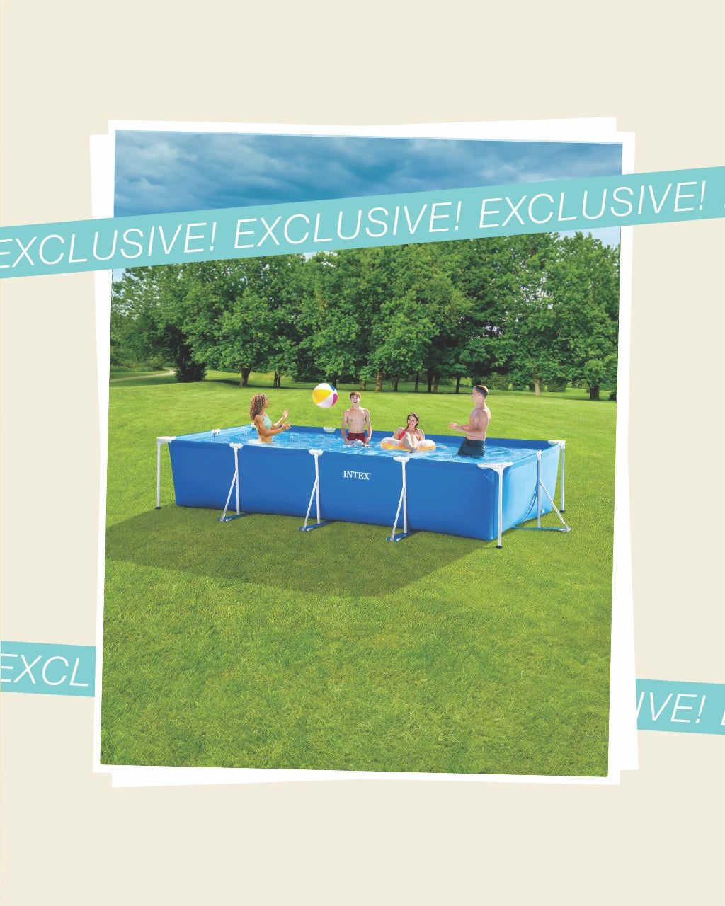Metal Frame Rectangular Pool Set - 14 ' 9 1/4" x 7' 2 5/8" x 33"