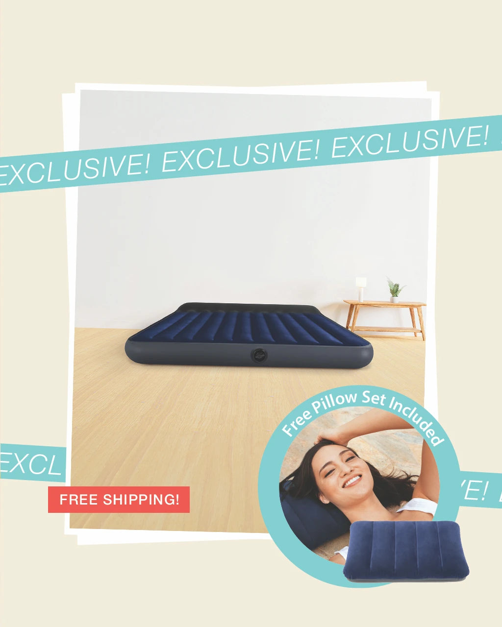 Dura-Beam® Standard Downy Air Mattress King Bundle with 2 Free Pillows