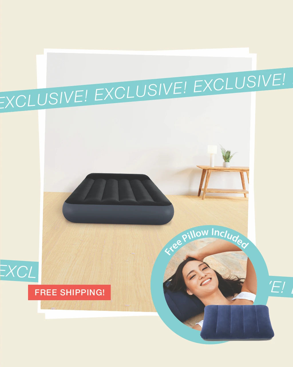 Dura-Beam® Standard Pillow Rest Air Mattress 10" Twin Bundle with Free Pillow