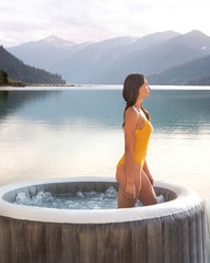 PureSpa Greywood Deluxe Round Bubble Spa Set - 4-Person